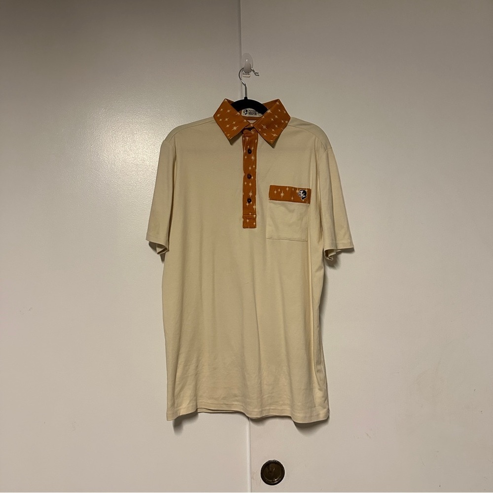 Nation Golf Co Men's Crean Orange Polo Shirt Size Medium